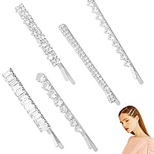 Amazon 5 Pcs Crystal Hair Pins Rhinestone Bobby Pin Metal Shiny