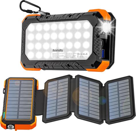 Acelufly Powerbank Mah Mit Solarpanel Solar Powerbank Usb C W