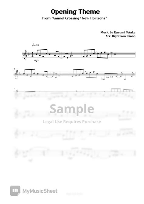 Animal Crossing New Horizons Opening Theme Melody Sheets By Right