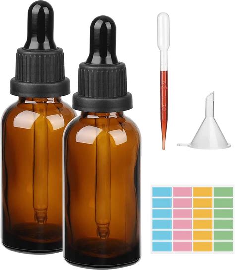 Hyber Cara 4 X 50ml Flacons En Verre Ambre Avec Pipettes Bouteilles