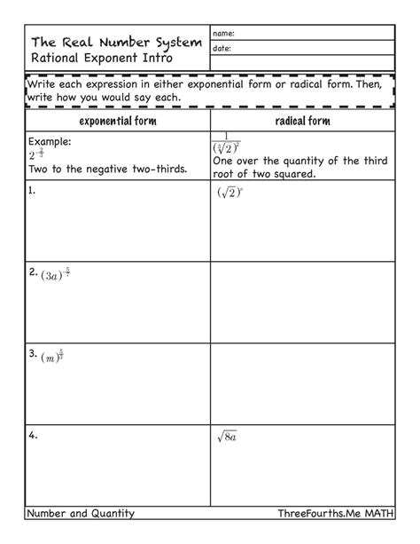 Rational Exponents And Radical Expressions Introduction Homework Free