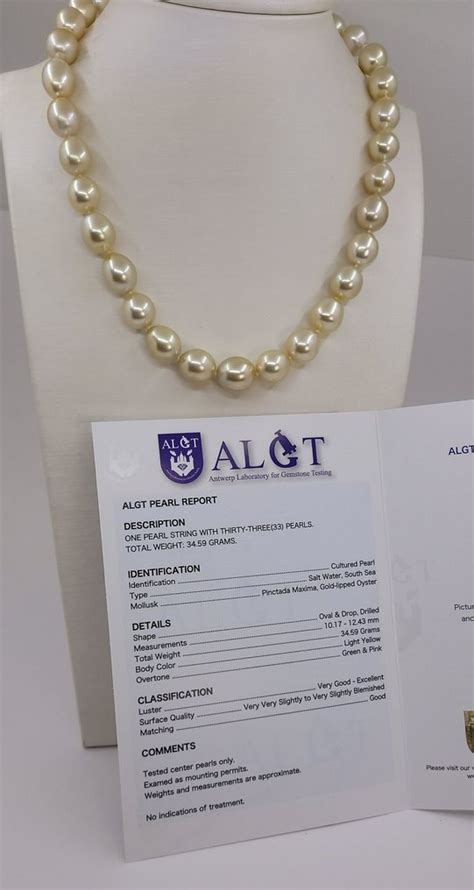 Certified Algt Golden South Sea Pearls X Mm Necklace Catawiki