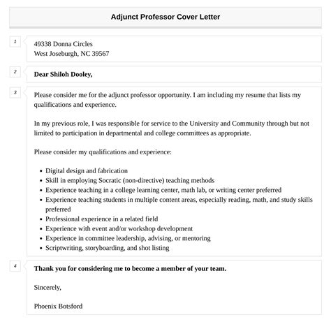 Adjunct Professor Cover Letter With No Experience At Getshaneblog Blog