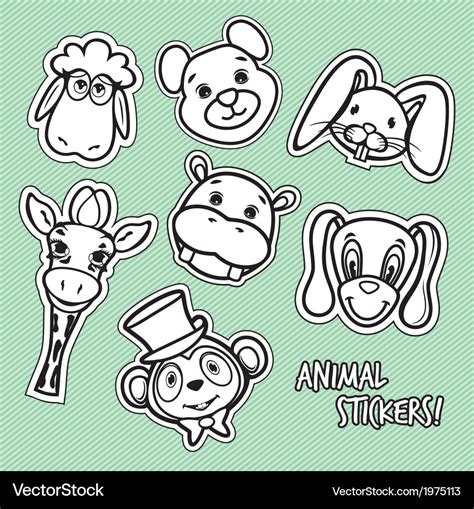 Animal Stickers3 Royalty Free Vector Image Vectorstock