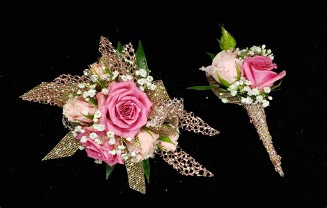 Pink Roses With Rose Gold Accents Rose Gold Accents Corsage Prom