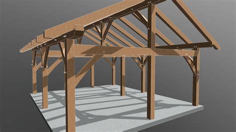 14x30 Timber Frame Shed Barn 3d Model By Timber Frame Hq