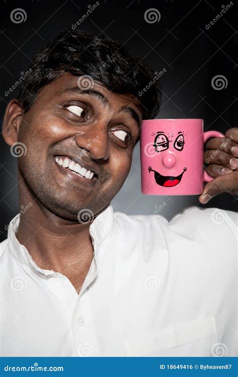 Indian Man With Funny Mug Royalty Free Stock Image - Image: 18649416