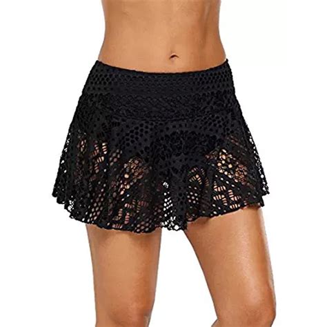 Women S Lace Crochet Skirted Bikini Bottom Swimsuit Short Skort Swim