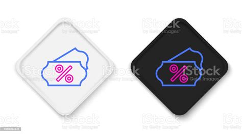 흰색 배경에서 격리된 라인 할인 백분율 태그 아이콘입니다 쇼핑 태그 기호입니다 특별 오퍼 사인 할인 쿠폰 기호 다채로운 개요