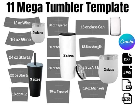 Tumbler Templates SVG Bundle Tumbler Template SVG Tumbler Wrap