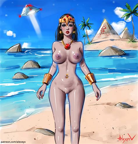 Rule 34 1girls Blush Bracelet Brown Eyes Egyptian Headwear Hourglass Figure Large Breasts