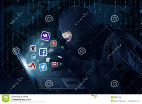 Hacker Stealing Social Network Account Editorial Photography Image Of