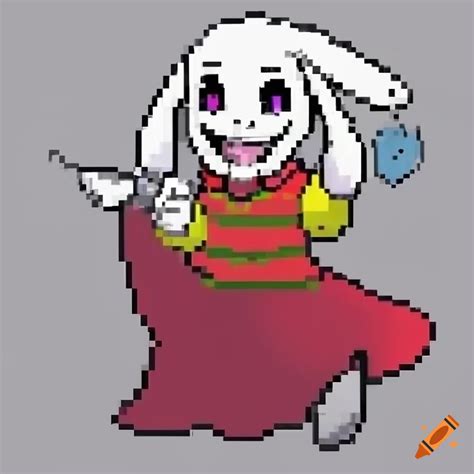 Pixel Art Of Asriel From Undertale In A Red Dress On Craiyon