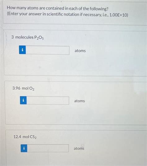 Solved How Many Atoms Are Contained In Each Of The Chegg