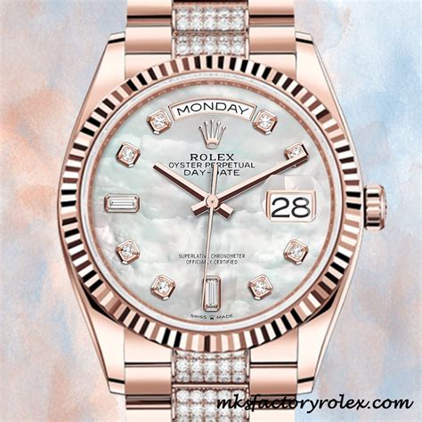 Mks Rolex Day Date Men S M Fake Mm Automatic Rose Gold