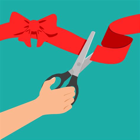 Red ribbon being cut 590316 Vector Art at Vecteezy