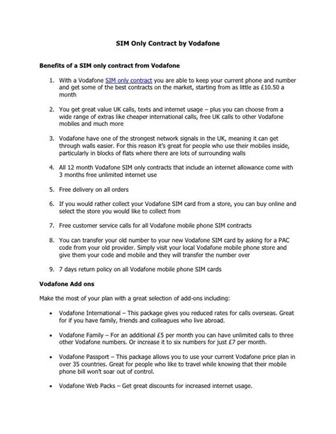 Sim Only Contract By Vodafone
