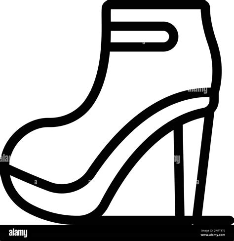 Ankle High Heels Boots Icon Outline Vector Fashion Designer Footwear Collection Buy New Shoes