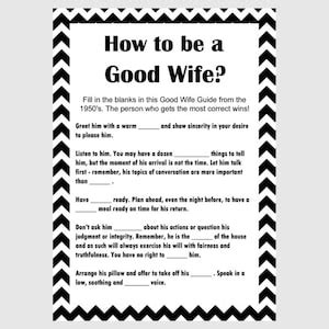 How To Be A Good Wife Guide S Black Chevron Etsy