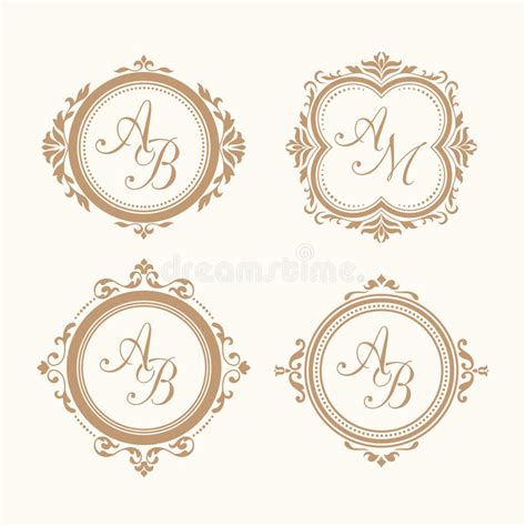 Sistema De Monogramas Florales Elegantes Ilustración Del Vector