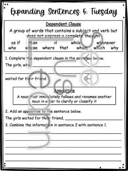 Expanding Sentences Dependent Clauses And Appositives Unit By See Us Learn