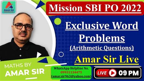 Sbi Po 2022 Exclusive Word Problems Arithmetic Questions Bank Po Ssc Cgl Rrb Ntpc Amar