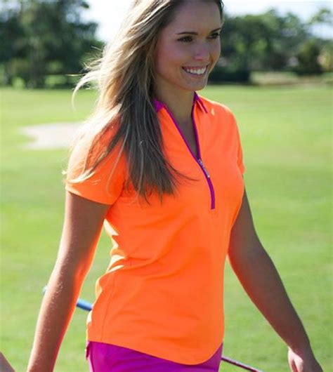 Jofit Ladies And Plus Size Pop Collar Golf Shirts Lanai Orange Crush