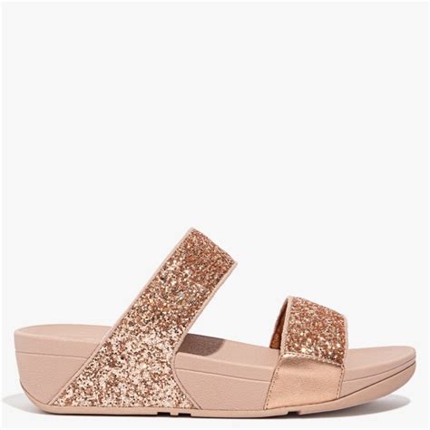 FitFlop Lulu Glitter Rose Gold Sliders