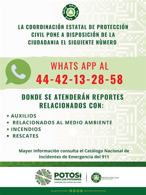 HABILITA PROTECCIÓN CIVIL ESTATAL NÚMERO DE WHATSAPP PARA REPORTES DE