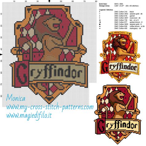 Griffendor Cross Stitch Patterns Free Harry Potter Cross Stitch