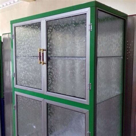 Rak Piring Aluminium Full Box Pintu Warna Hijau