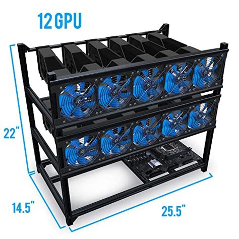 Kingwin Miner Rig Case Aluminum W 6 8 Or 12 GPU Mining Stackable