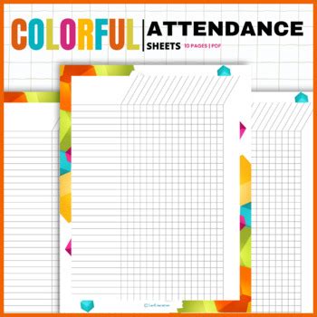 Colorful Student Attendance Sheet Gradebook Printable Template | TPT