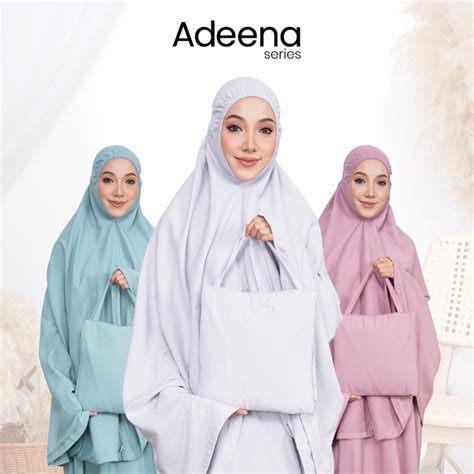 Adeena Series Telekung Rawdah Beg Termasuk Telekung Cotton Sejuk