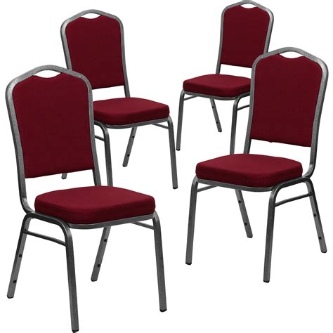 4 Pack Crown Back Stacking Banquet Chair With Silvervein Frame