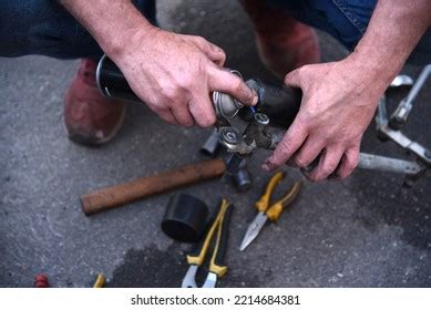 Male Hands Car Mechanic Tools Outdoor Stock Photo 2214684381 | Shutterstock