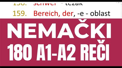 NEMAČKI 180 NEZAOBILAZNIH REČI SA A1 A2 NIVOA KOJE MORATE ZNATI DA