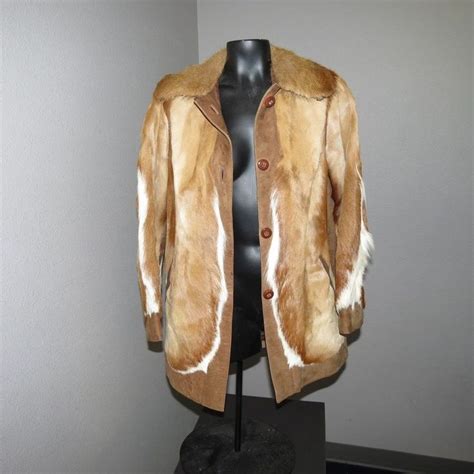 Real Whitetail Deer Hide Fur Leather Jacket Coat Western Cowboy Cowgirl