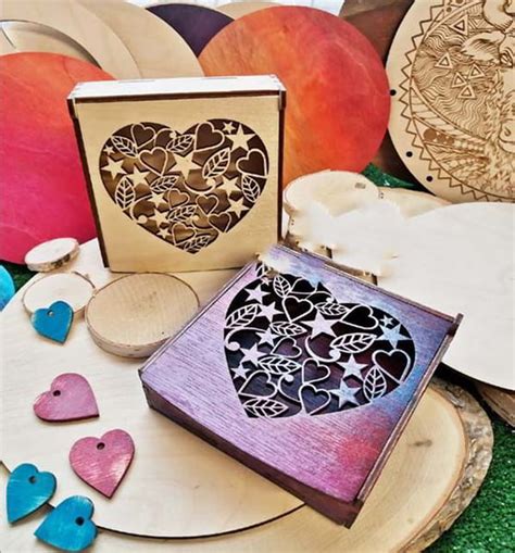 Laser Cut Wooden Heart T Box Wedding Ring Heart Box Cdr And Dxf File