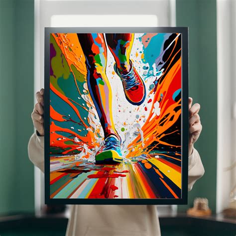 Colourful Abstract Multicolour Running Wall Art Print for Home Office ...