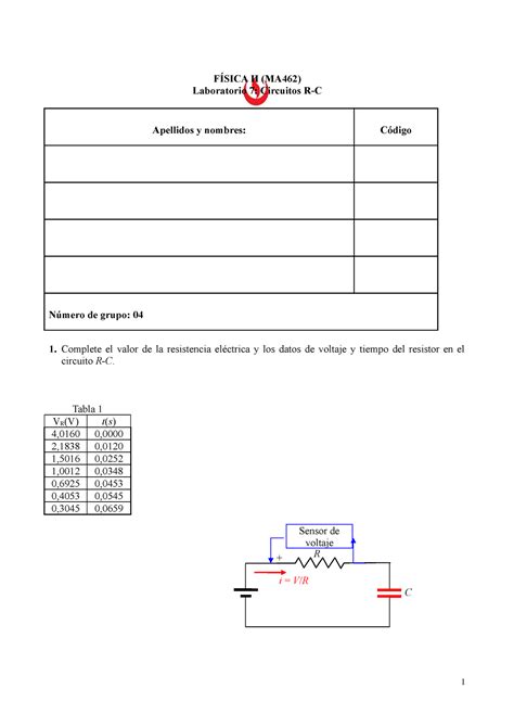 L7 Fisica 2 Laboratorio 7 Circuitos R C FÍSICA II MA462