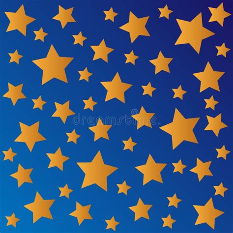 Yellow Stars On Fading Blue Sky Pattern Vector Illustration Stock