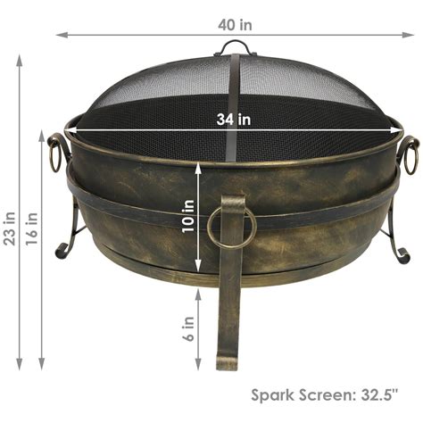 Cauldron Inch Round Steel Wood Burning Fire Pit In Bronze By