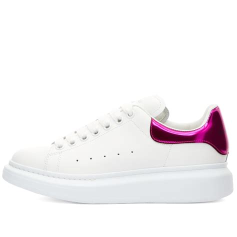 Alexander Mcqueen Heel Tab Wedge Sole Sneaker White Printers Pink