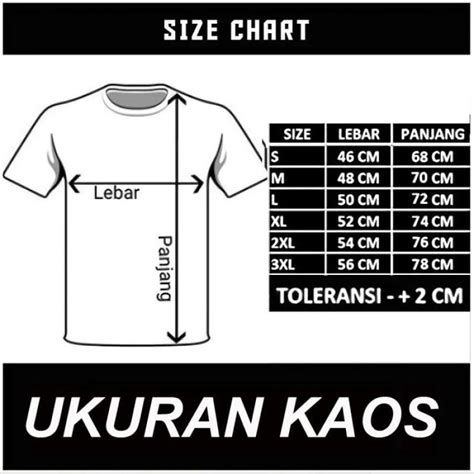 Ukuran Baju Tshirt Lelaki Size Chart Kaos Lokal Dan Luar Ozza