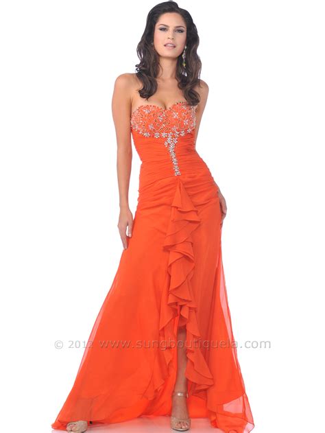 Orange Sweetheart Chiffon Prom Dress Sung Boutique L A