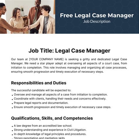 Free Legal Case Manager Job Description Template Edit Online And Download