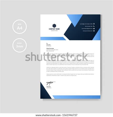 Professional Blue Letterhead Graphic Template Stock Vector Royalty Free 1561946737 Shutterstock