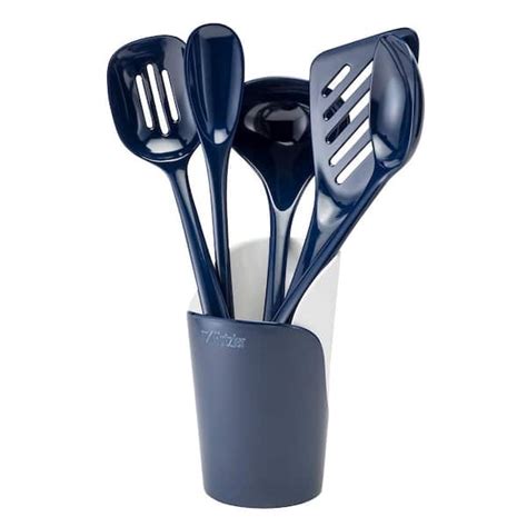 Hutzler Melamine Cobalt Blue Utensils And Crock Set Of Cb