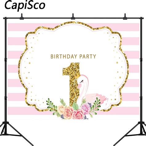 Capisco telón de fondo de 1er cumpleaños decoración de cisne para